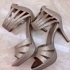 Sparkly champagne colored high heels